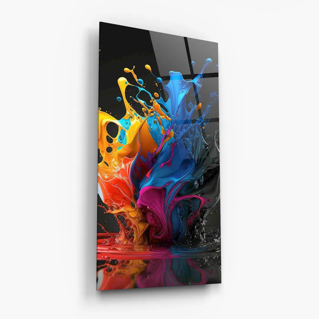 Décoration murale en verre avec éclaboussures de couleur