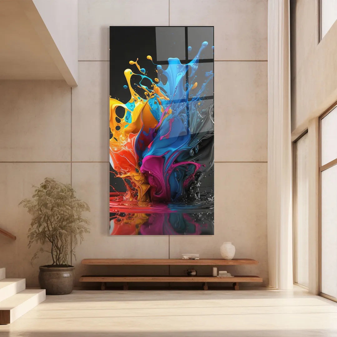 Décoration murale en verre avec éclaboussures de couleur