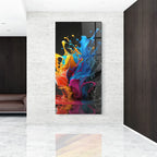 Décoration murale en verre avec éclaboussures de couleur