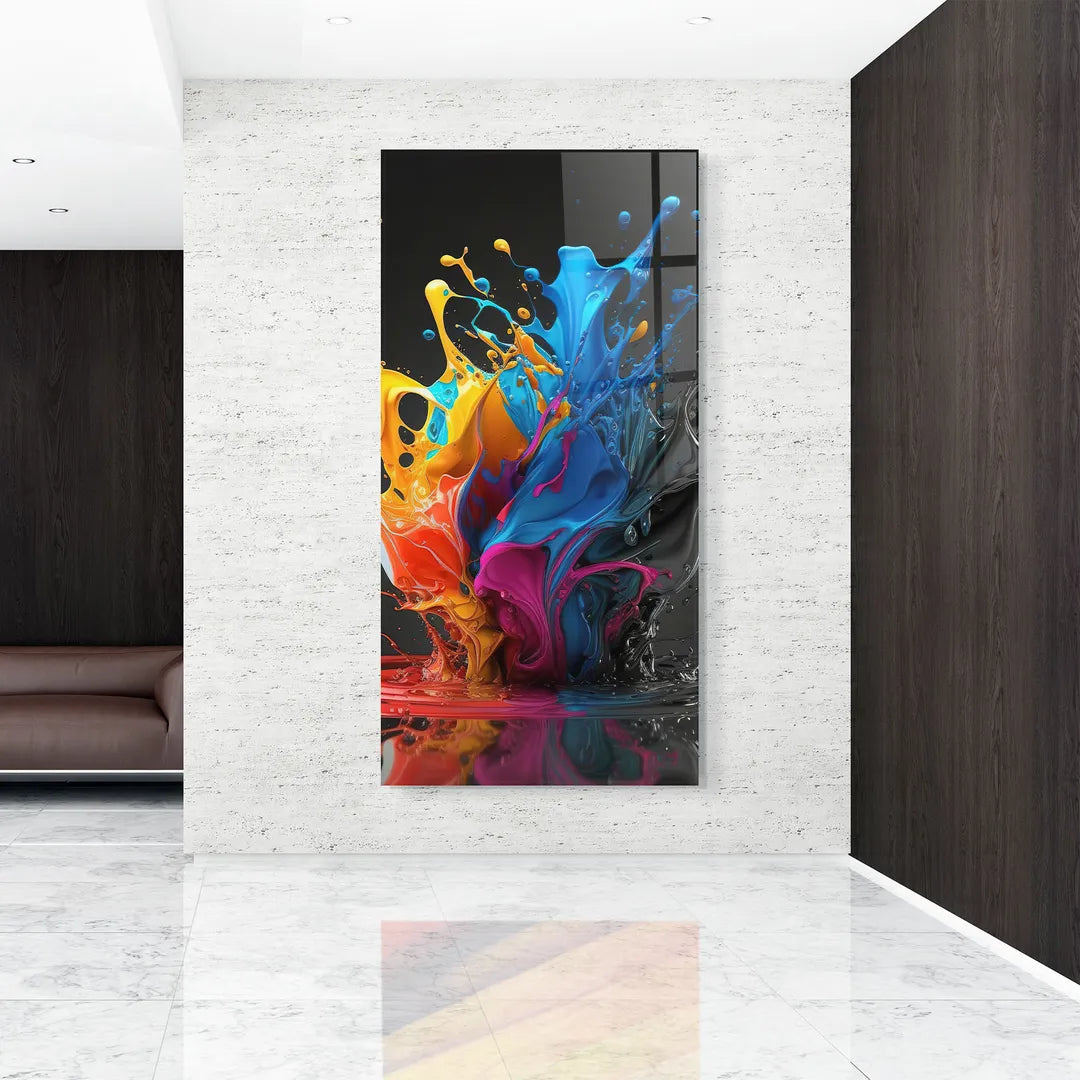 Décoration murale en verre avec éclaboussures de couleur