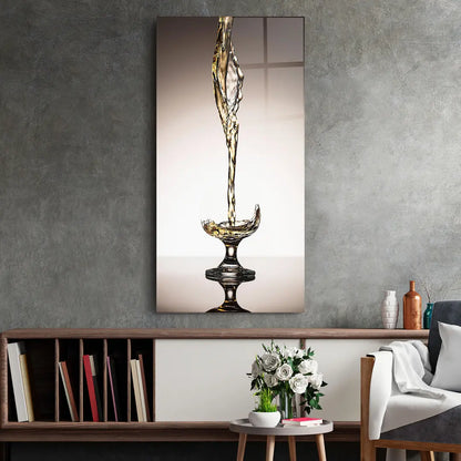 Spruzzo di Vino Bianco Quadro in Vetro Temperato