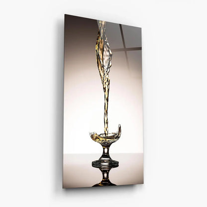 Spruzzo di Vino Bianco Quadro in Vetro Temperato