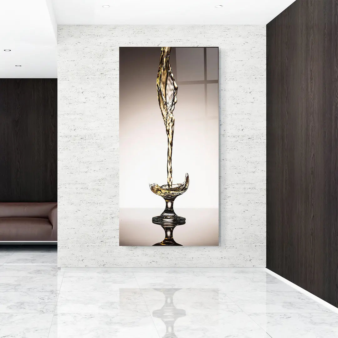 Spruzzo di Vino Bianco Quadro in Vetro Temperato