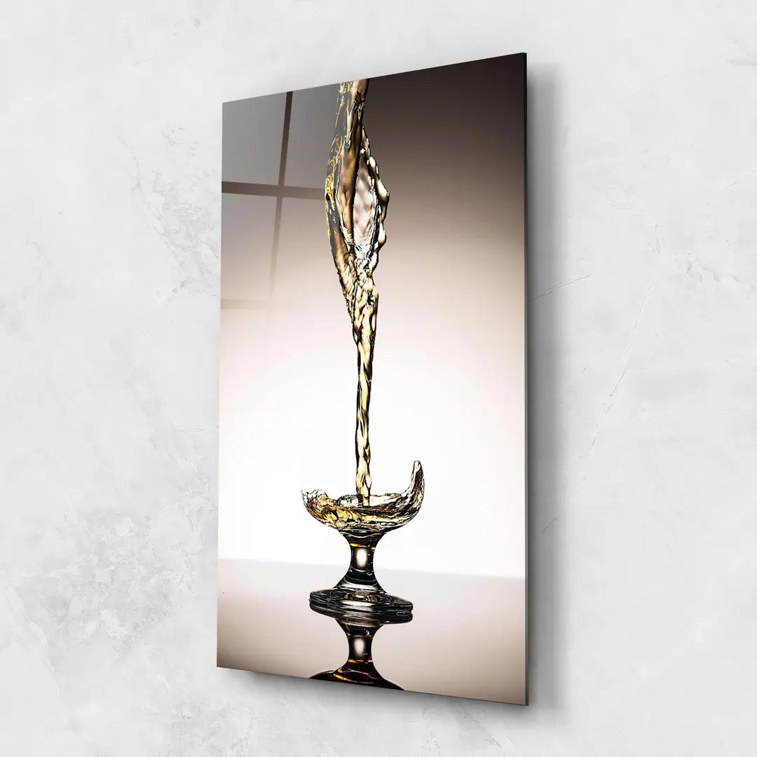 Spruzzo di Vino Bianco Quadro in Vetro Temperato