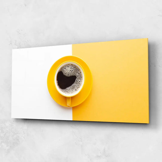 Yellow Cup of Coffee Glass Wall Art