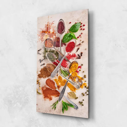 Épices Colorées Tableau en Verre Trempé