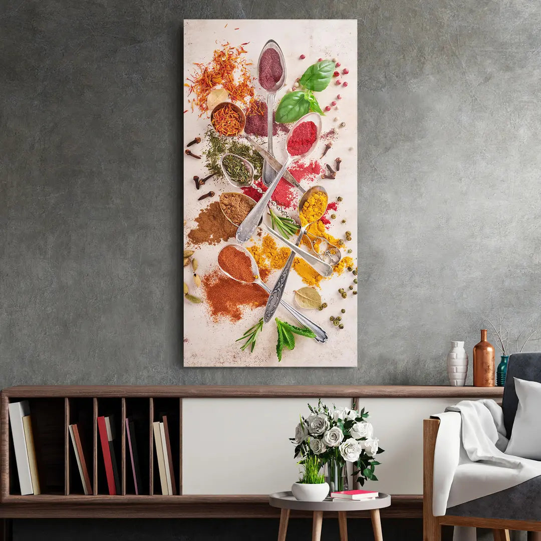 Colorful Spices Glass Wall Art