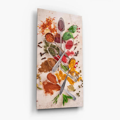 Épices Colorées Tableau en Verre Trempé