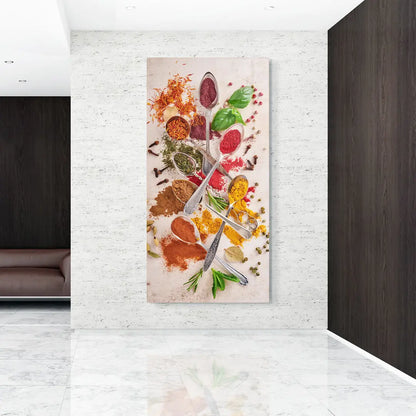 Épices Colorées Tableau en Verre Trempé