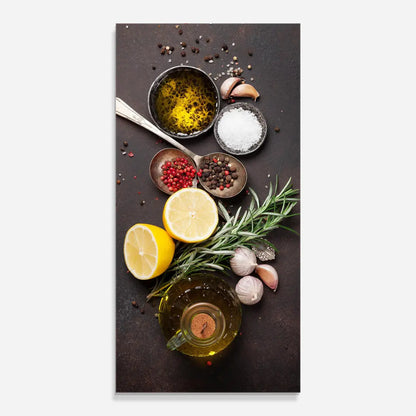 Spices on Stone Glass Wall Art