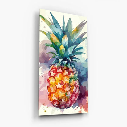 Ananas Coloré Tableau en Verre Trempé