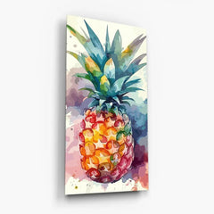 Ananas Colorato Quadro in Vetro Temperato