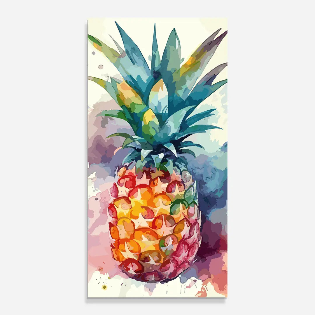 Ananas Colorato Quadro in Vetro Temperato
