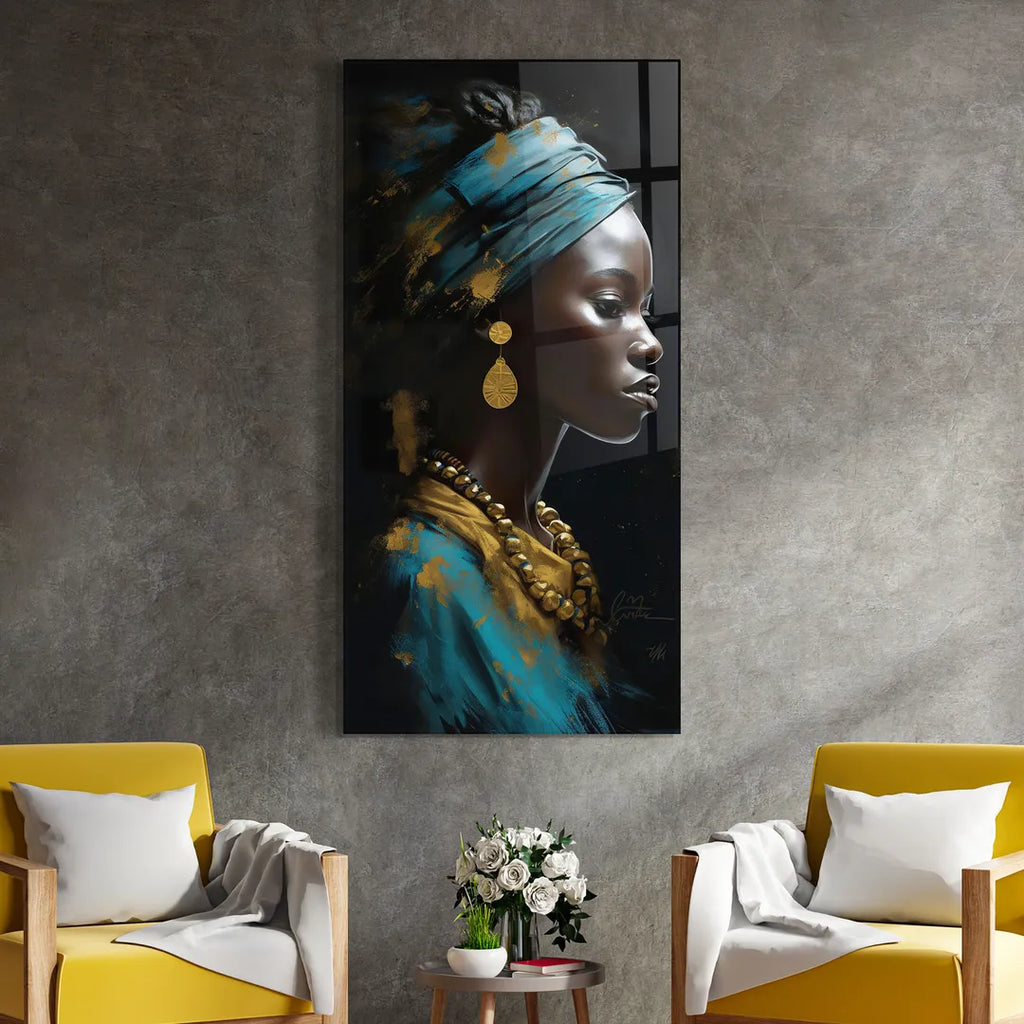 Décoration murale en verre représentant une belle femme