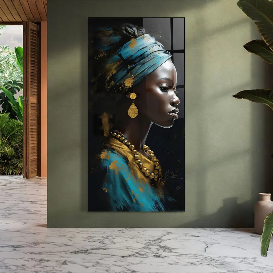 Décoration murale en verre représentant une belle femme