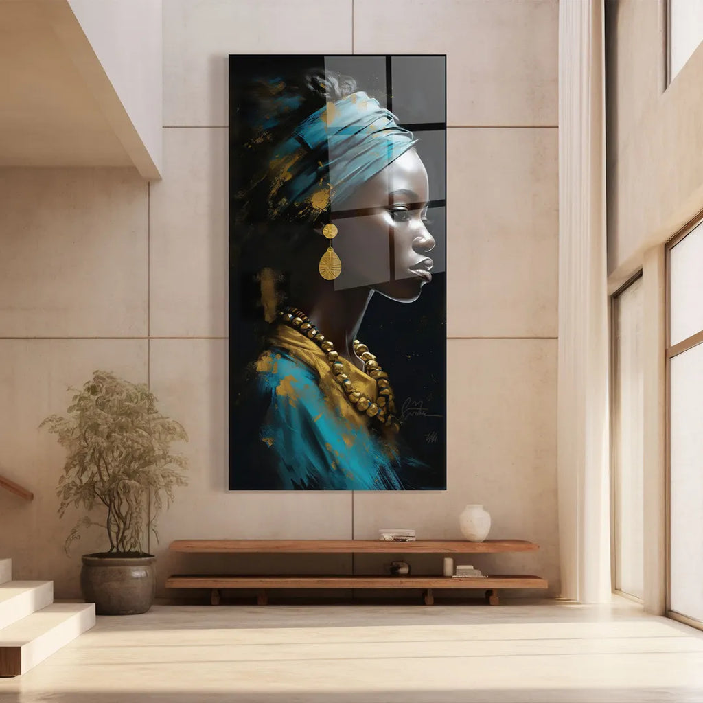 Décoration murale en verre représentant une belle femme