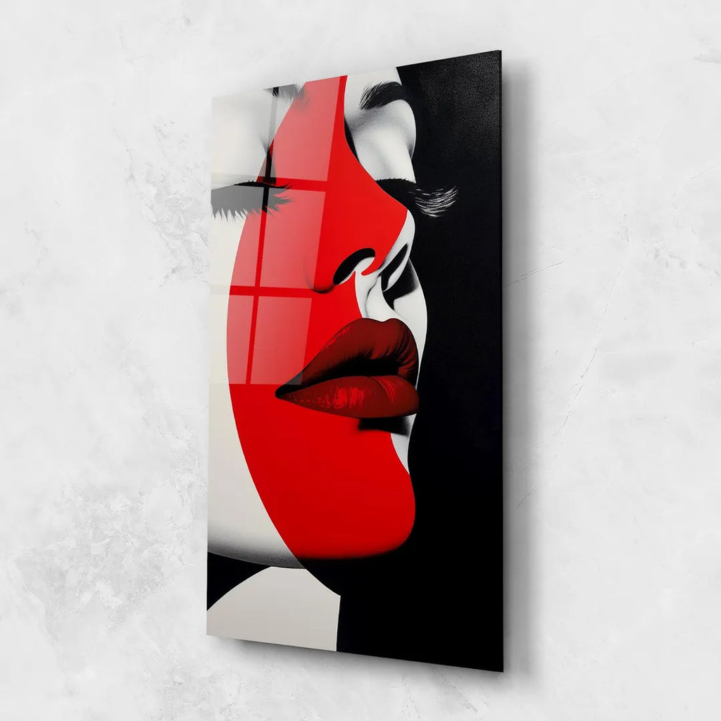 Red Lips Glass Wall Art