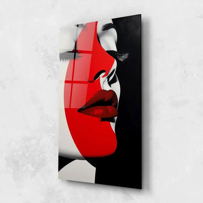 Red Lips Glass Wall Art - LUXARTDECO
