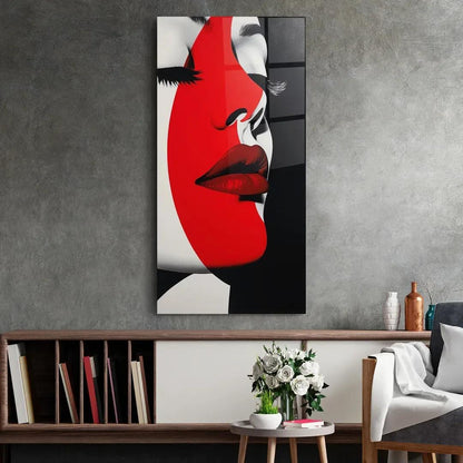 Red Lips Glass Wall Art - LUXARTDECO