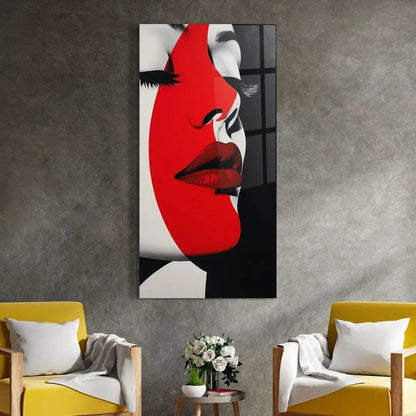 Red Lips Glass Wall Art - LUXARTDECO