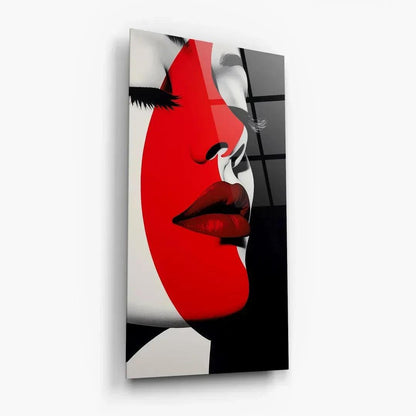 Red Lips Glass Wall Art - LUXARTDECO