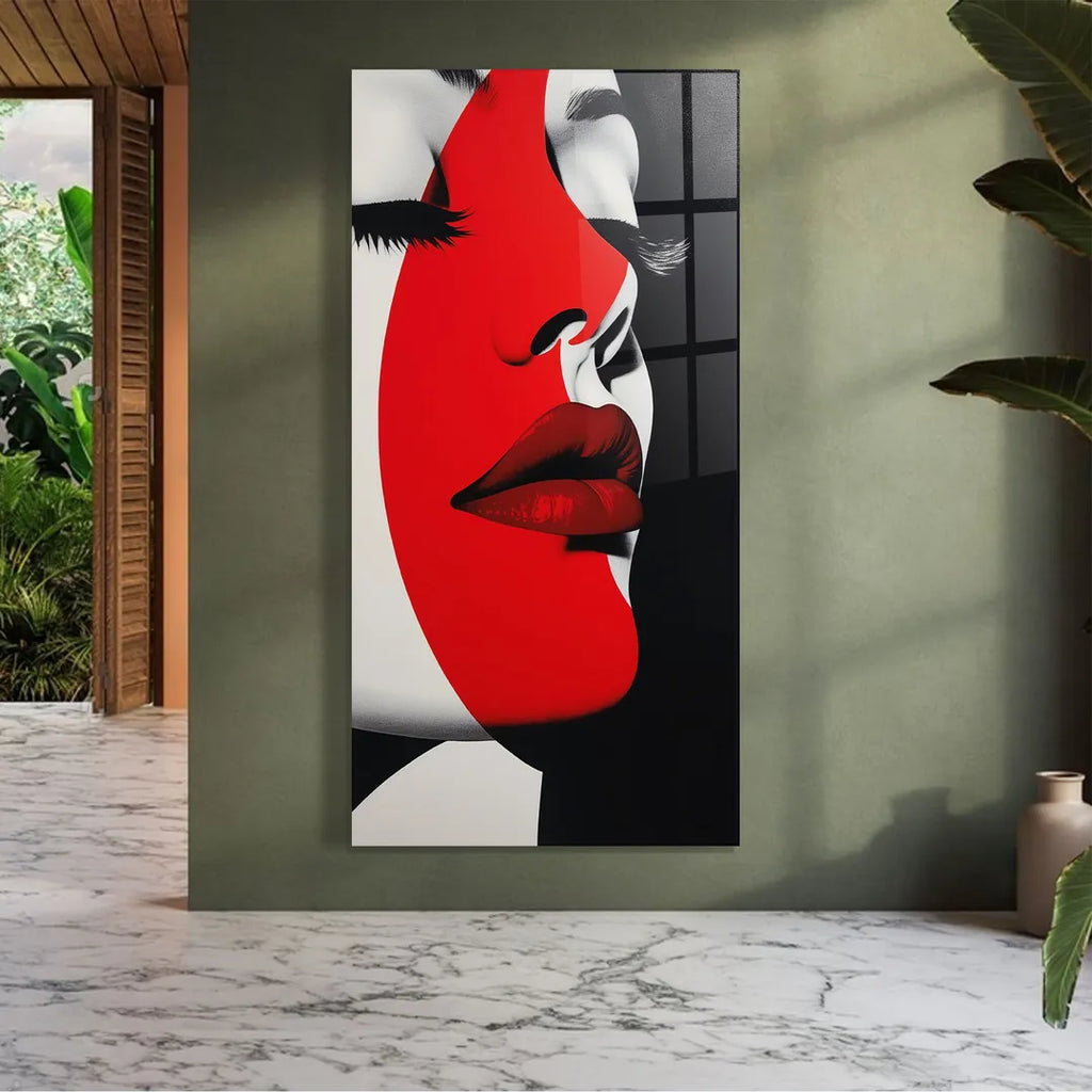 Red Lips Glass Wall Art