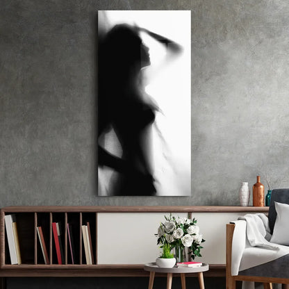 Woman Shadow Glass Wall Art - LUXARTDECO