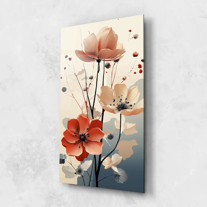 Red Flower Glass Wall Art - LUXARTDECO