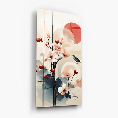 Cherry Blossom Glass Wall Art - LUXARTDECO