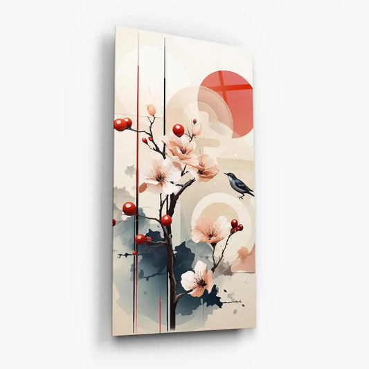 Cherry Blossom Glass Wall Art