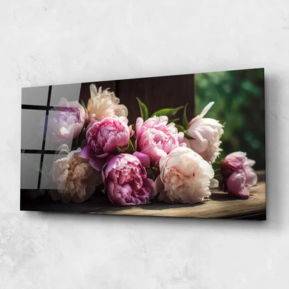 Peony Glass Wall Art - LUXARTDECO