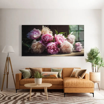 Peony Glass Wall Art - LUXARTDECO