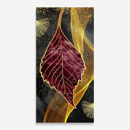 Pink Leaf Glass Wall Art - LUXARTDECO