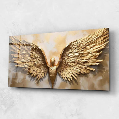 Gold Wings Glass Wall Art - LUXARTDECO