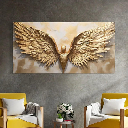 Gold Wings Glass Wall Art - LUXARTDECO