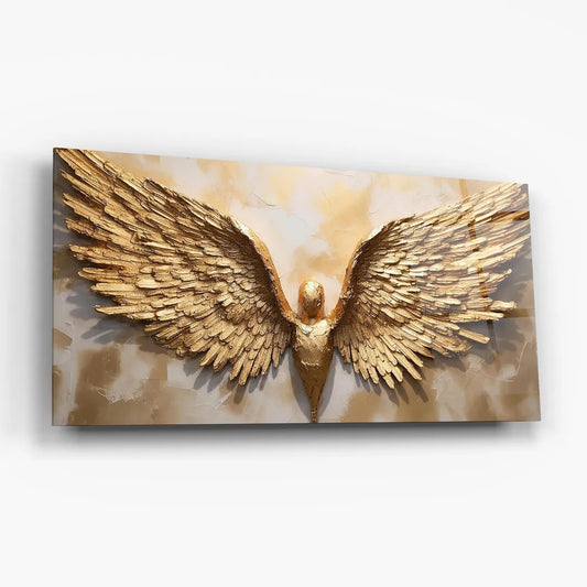 Gold Wings Glass Wall Art
