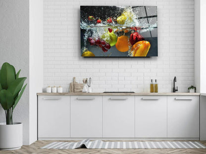 Fruit Water Splash Glass Wall Art - LUXARTDECO