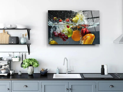 Fruit Water Splash Glass Wall Art - LUXARTDECO