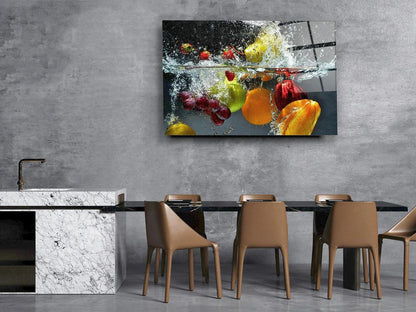 Fruit Water Splash Glass Wall Art - LUXARTDECO