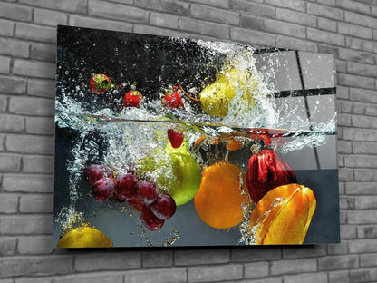 Fruit Water Splash Glass Wall Art - LUXARTDECO