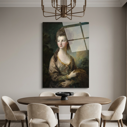 D-175 glass wall art in light grey dining room