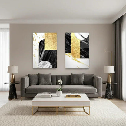 Marble Duo Glass Wall Art Set - LUXARTDECO