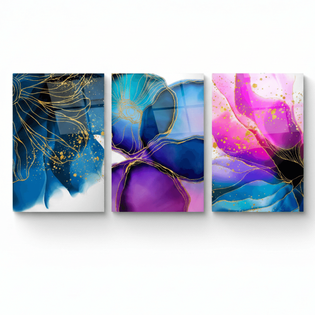 Fiori Astratti Quadro in Vetro Temperato
