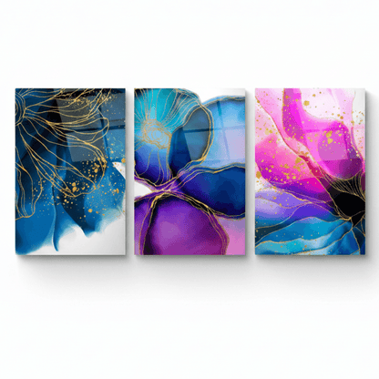 Fiori Astratti Quadro in Vetro Temperato
