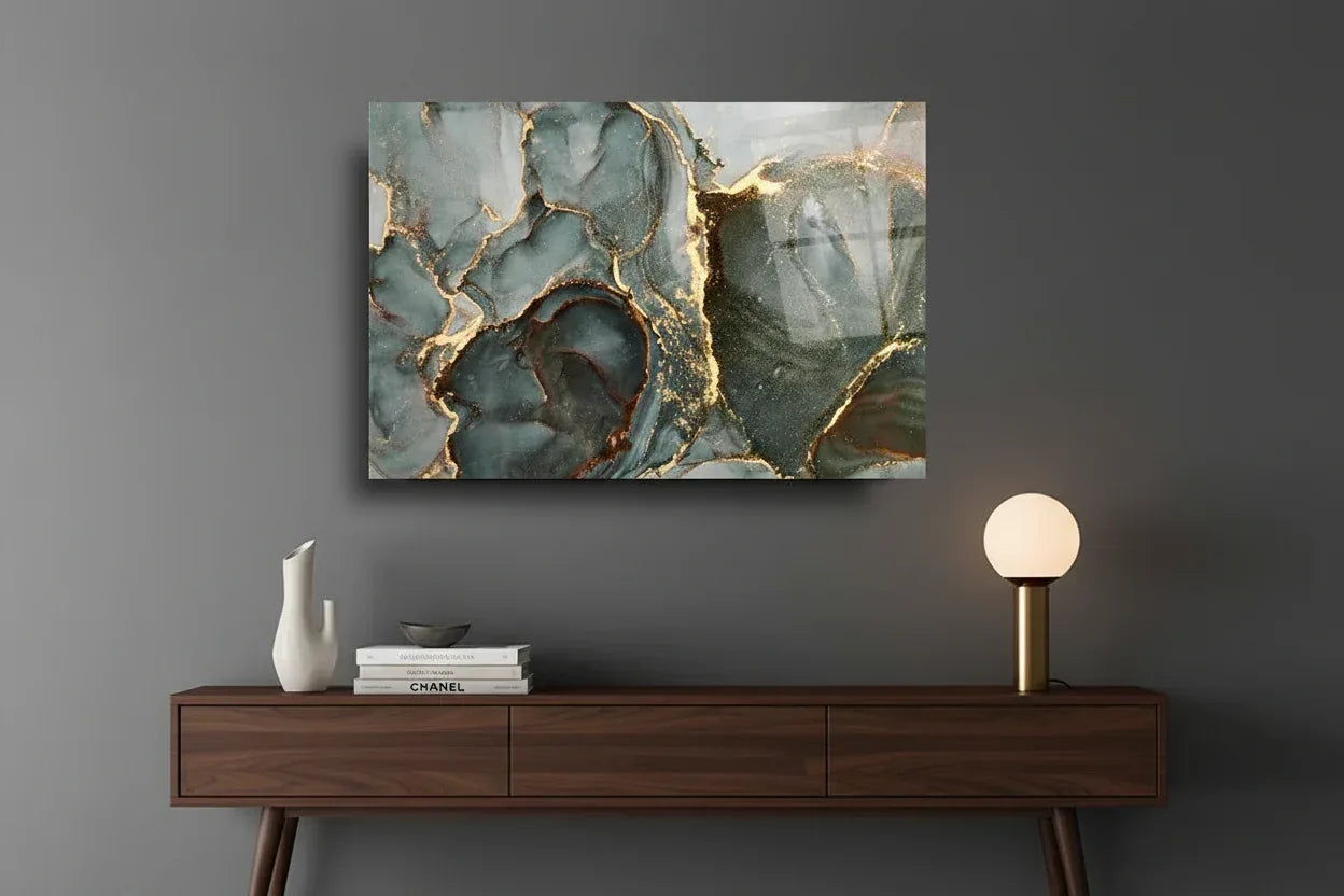 Abstract Marble Glass Wall Art - LUXARTDECO