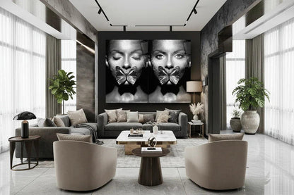 Woman Portrait Duo Glass Wall Art Set - LUXARTDECO