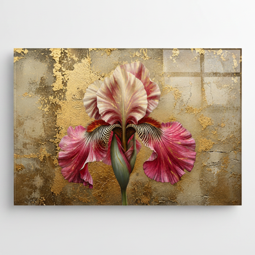 Golden Iris Glass Wall Art