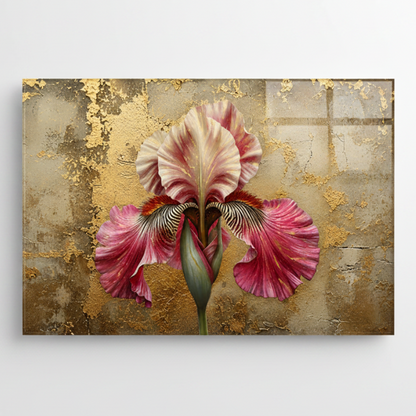 Golden Iris Glass Wall Art