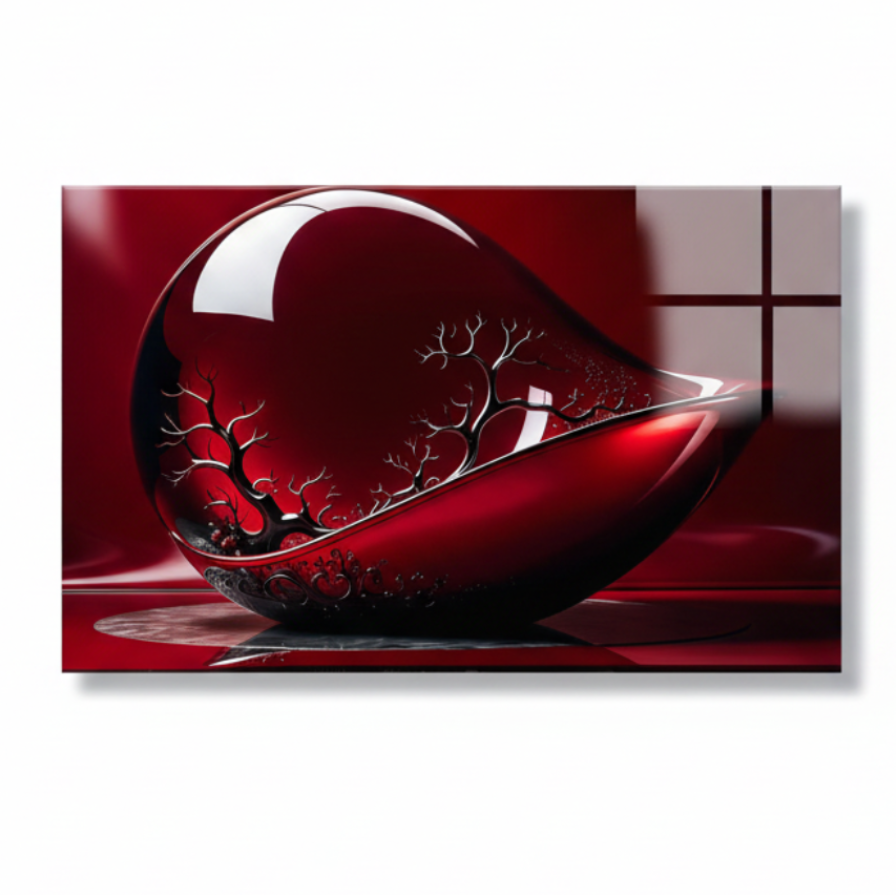 Ruby Abstrait Tableau en Verre Trempé