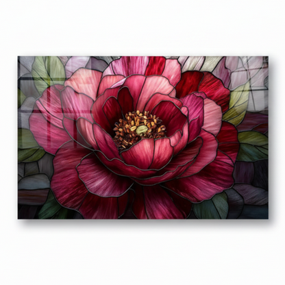 Pink Peony Glass Wall Art